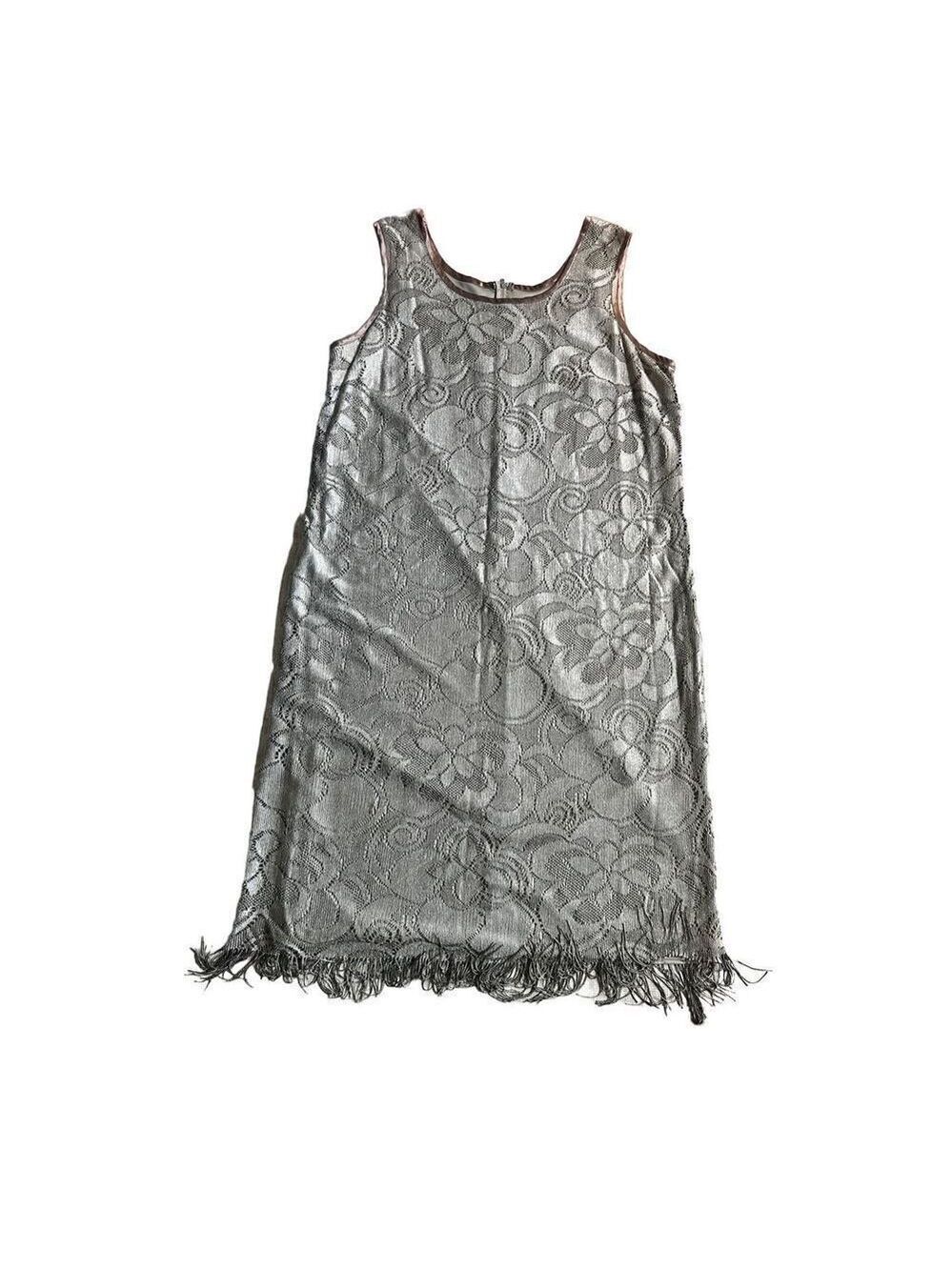 SL Fashion Metallic Gold Fringe Sleeveless Dress w/LS Jacket size 18w